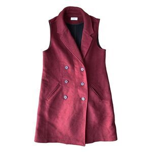 UNTUCKit Vera Double Breasted Wool Blend Vest in Burgundy